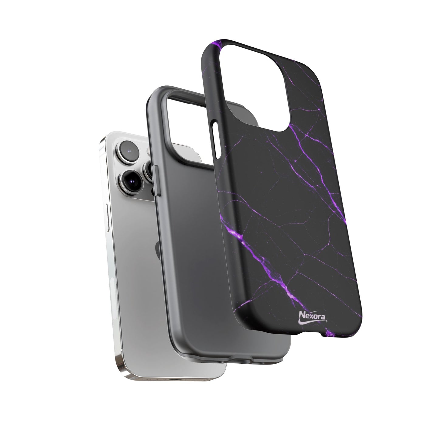 Nexora Purple Lightning Marble Phone Case — Tough Protective Phone Case