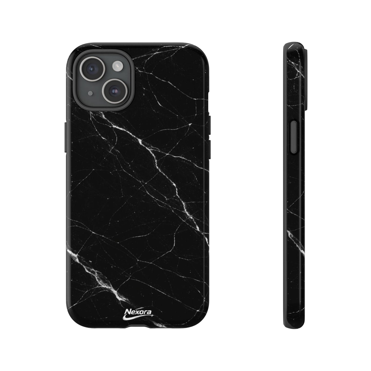 Nexora Black Marble Tough Phone Case — Slim Protective iPhone Cover