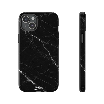 Nexora Black Marble Tough Phone Case — Slim Protective iPhone Cover