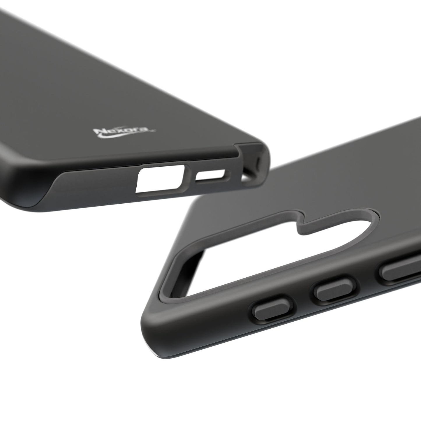 Nexora Black Tough Phone Case – Protective Slim Armor with Logo