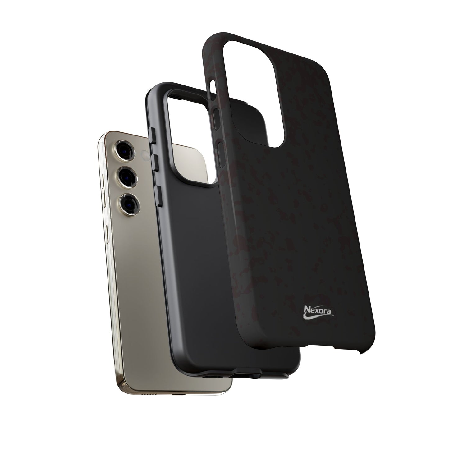 Nexora Black Tough Phone Case – Protective Slim Armor with Logo