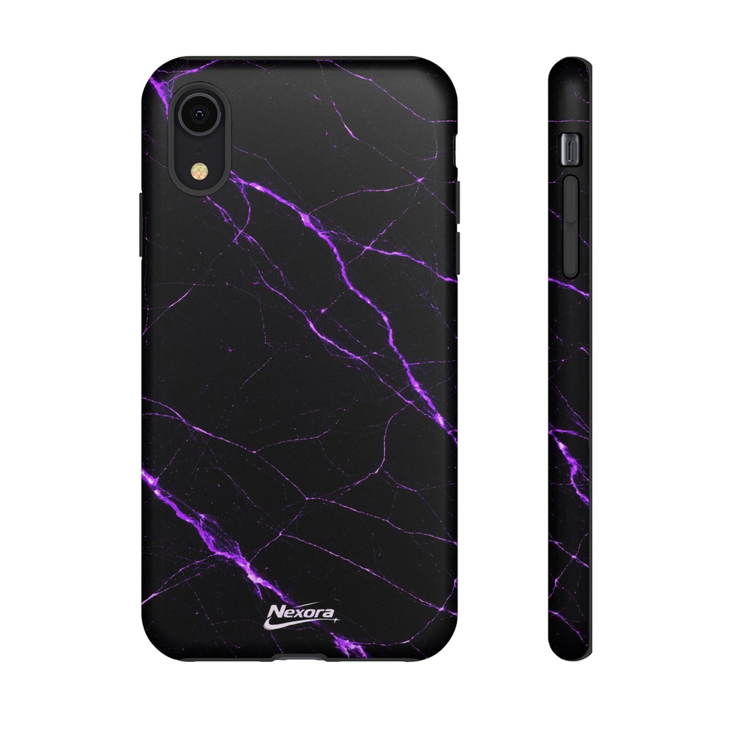 Nexora Purple Lightning Marble Phone Case — Tough Protective Phone Case