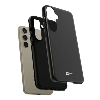 Nexora Black Tough Phone Case – Protective Slim Armor with Logo