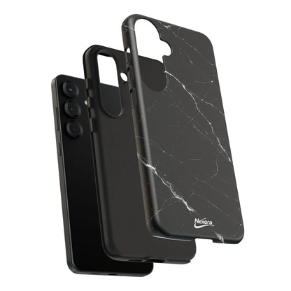 Nexora Black Marble Phone Case — Sleek Tough Protective Case with White Veining