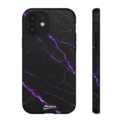 Nexora Purple Lightning Marble Phone Case — Tough Protective Phone Case