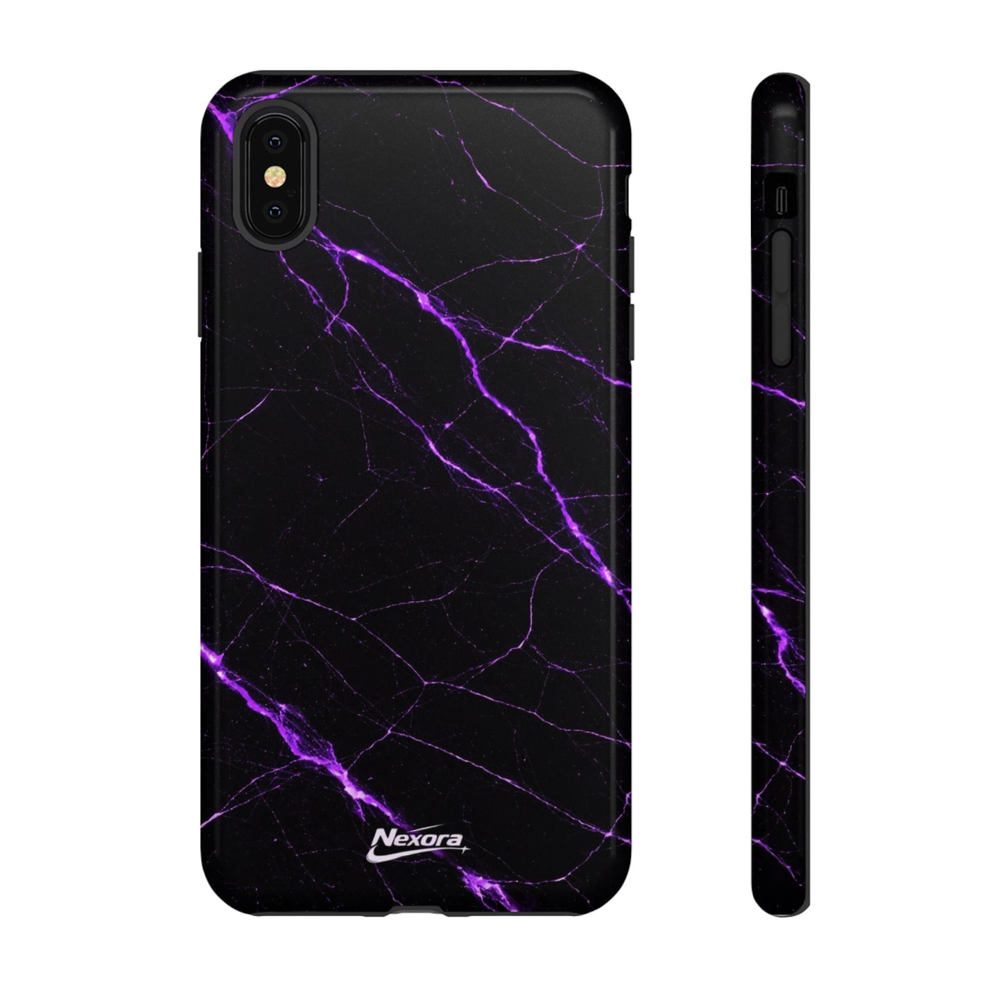 Nexora Purple Lightning Marble Phone Case — Tough Protective Phone Case