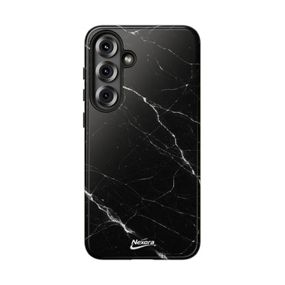 Nexora Black Marble Phone Case — Sleek Tough Protective Case with White Veining