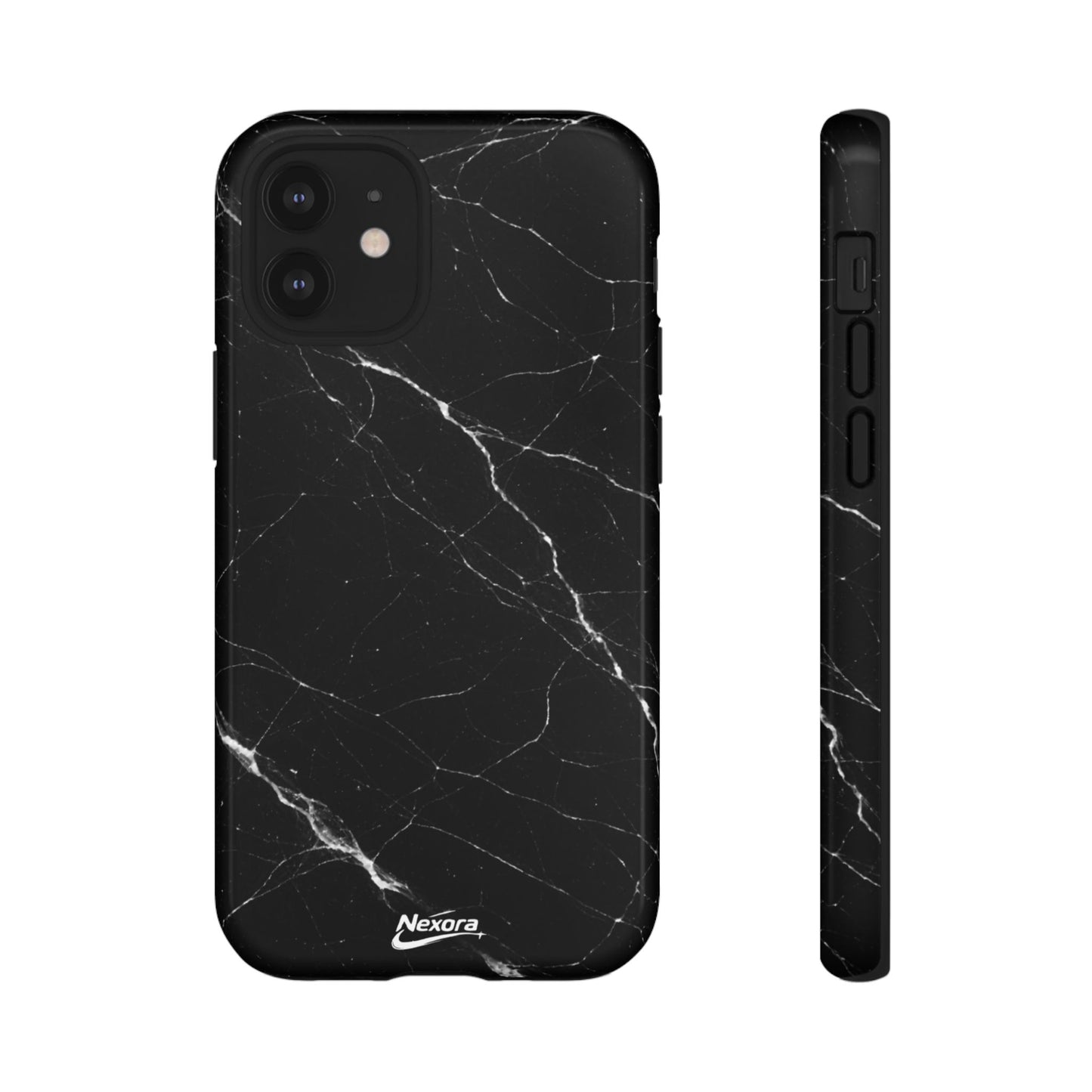 Nexora Black Marble Tough Phone Case — Slim Protective iPhone Cover