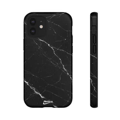 Nexora Black Marble Tough Phone Case — Slim Protective iPhone Cover