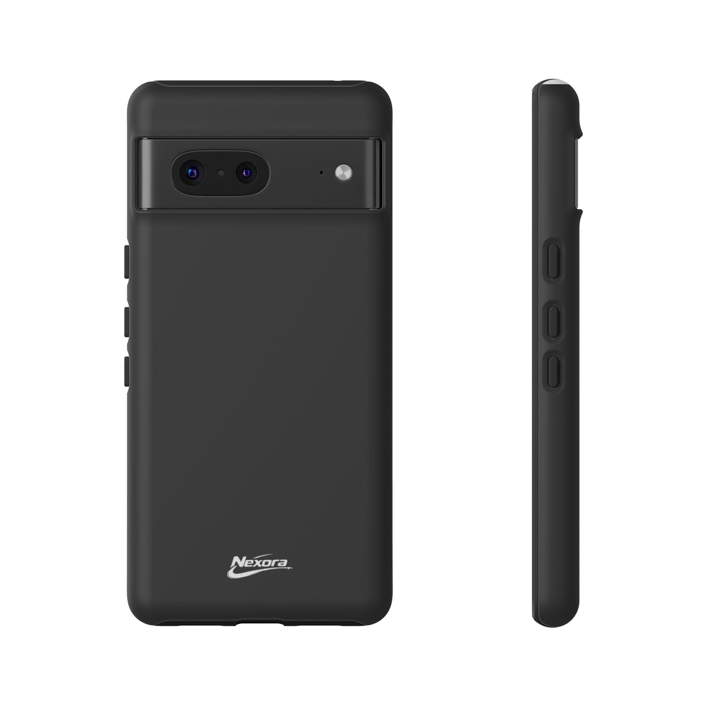Nexora Black Tough Phone Case – Protective Slim Armor with Logo