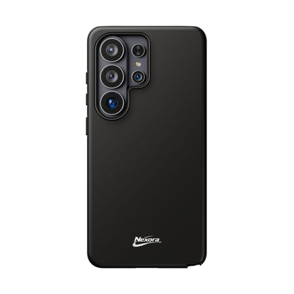 Nexora Black Tough Phone Case – Protective Slim Armor with Logo