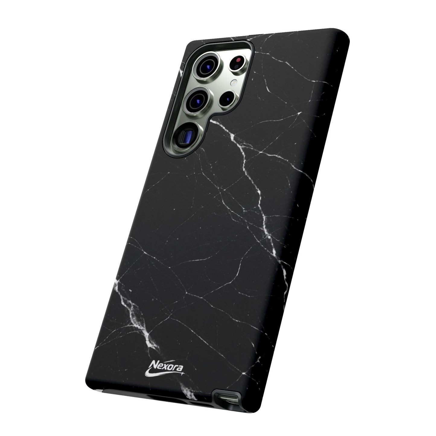Nexora Black Marble Phone Case — Sleek Tough Protective Case with White Veining