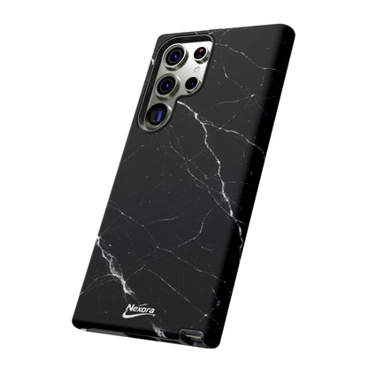 Nexora Black Marble Phone Case — Sleek Tough Protective Case with White Veining