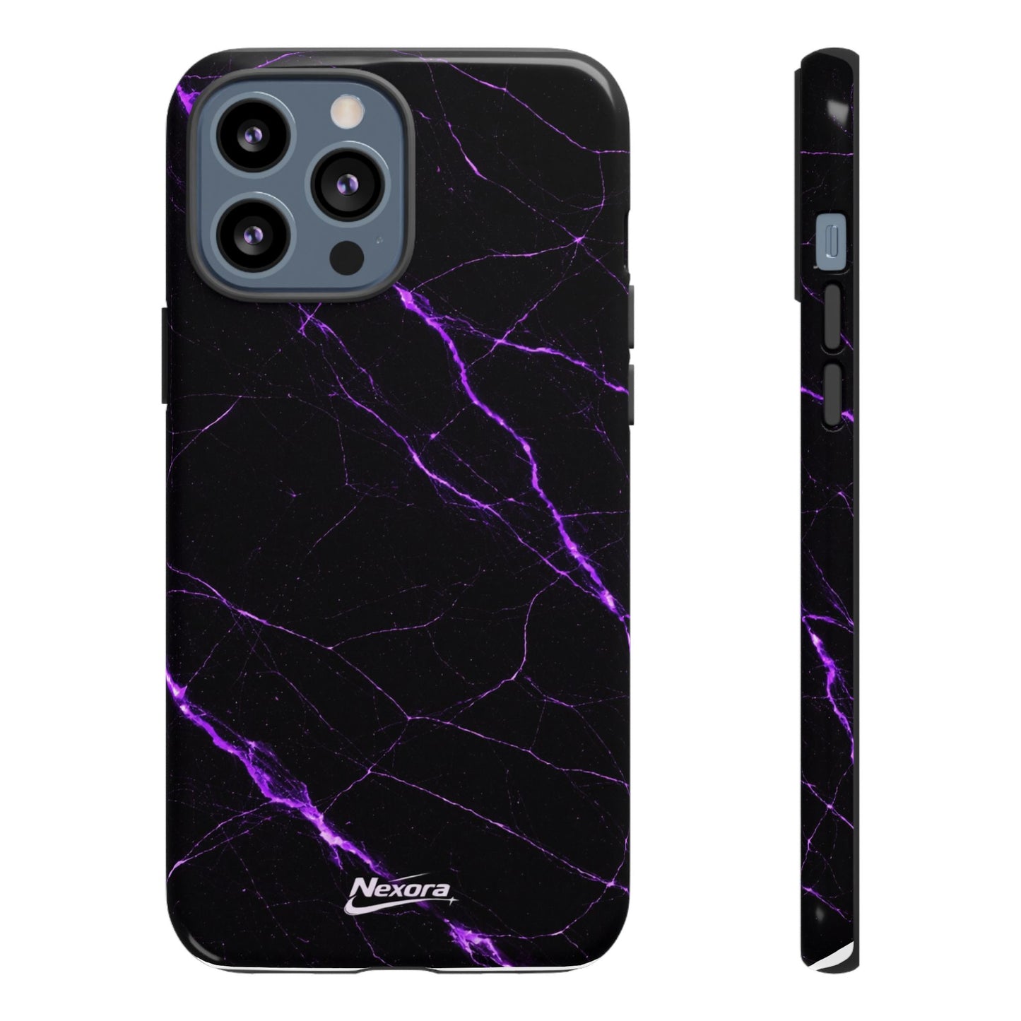 Nexora Purple Lightning Marble Phone Case — Tough Protective Phone Case