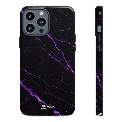 Nexora Purple Lightning Marble Phone Case — Tough Protective Phone Case