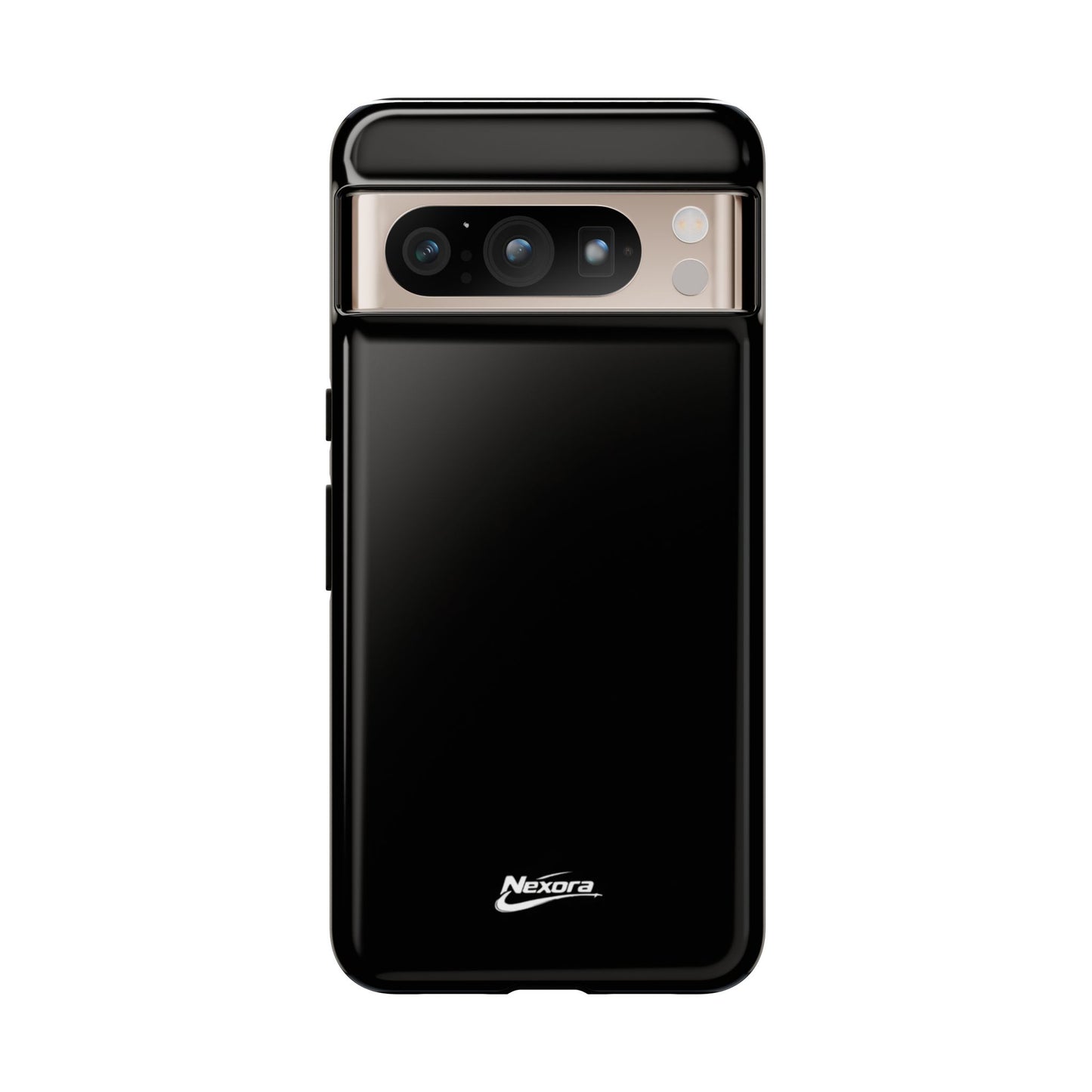 Nexora Black Tough Phone Case – Protective Slim Armor with Logo