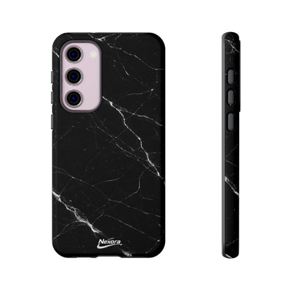 Nexora Black Marble Phone Case — Sleek Tough Protective Case with White Veining
