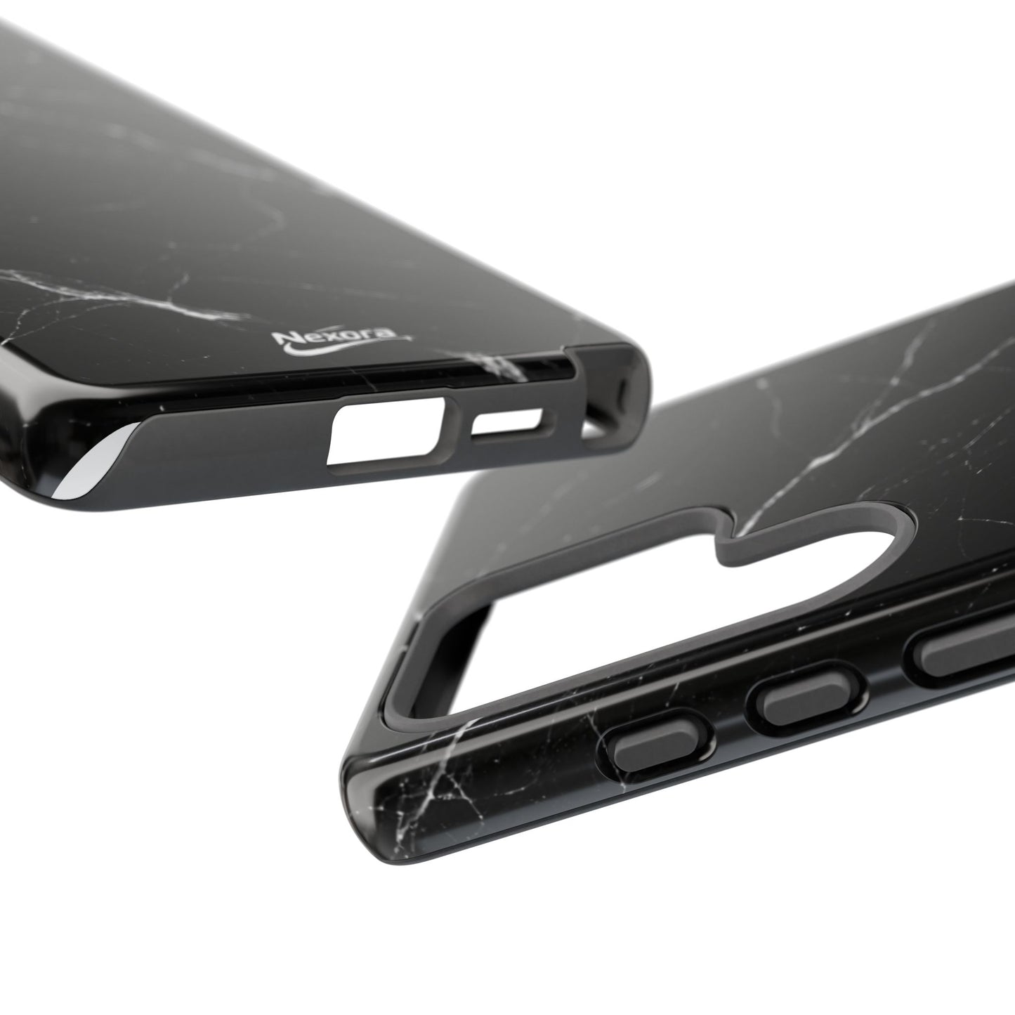 Nexora Black Marble Phone Case — Sleek Tough Protective Case with White Veining