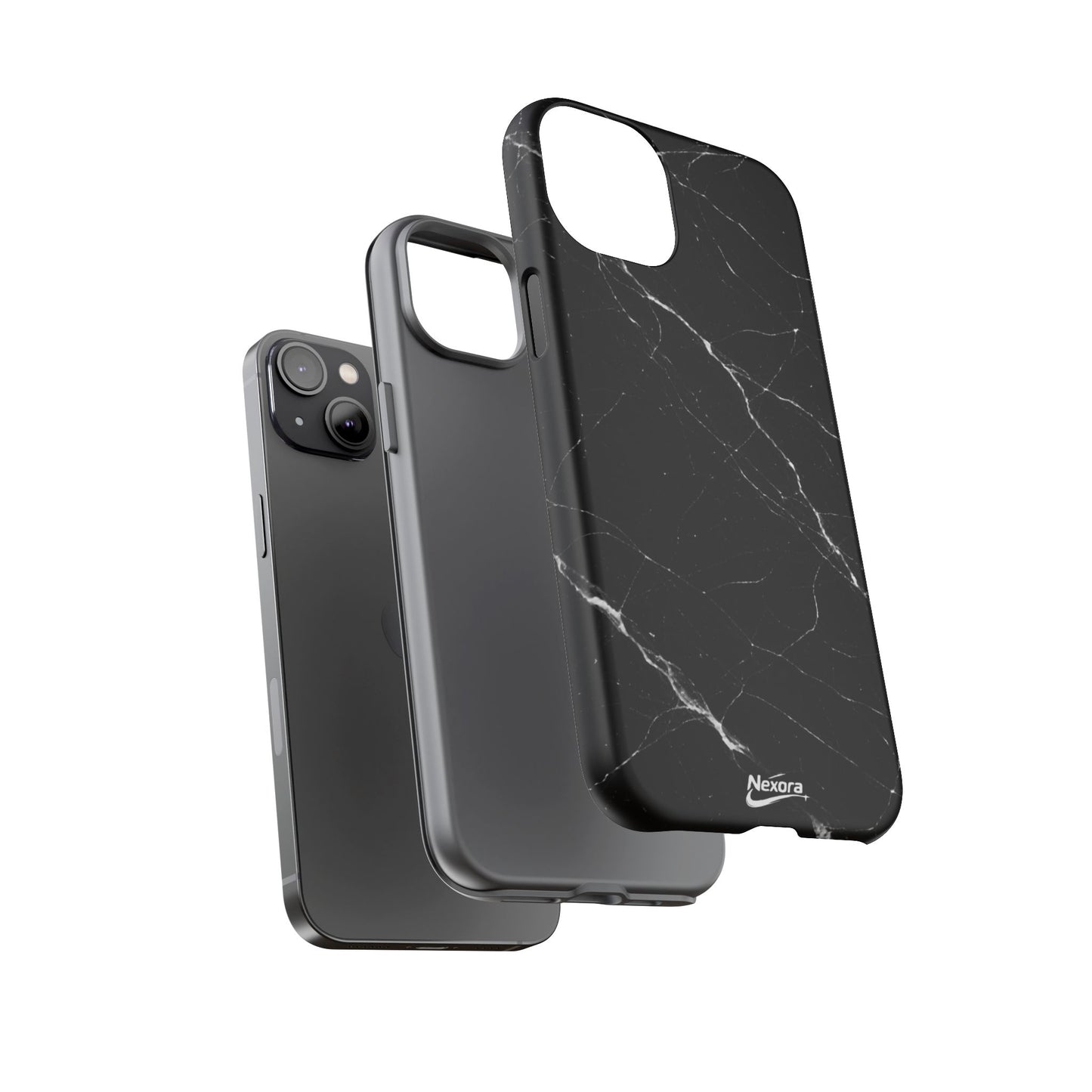 Nexora Black Marble Tough Phone Case — Slim Protective iPhone Cover