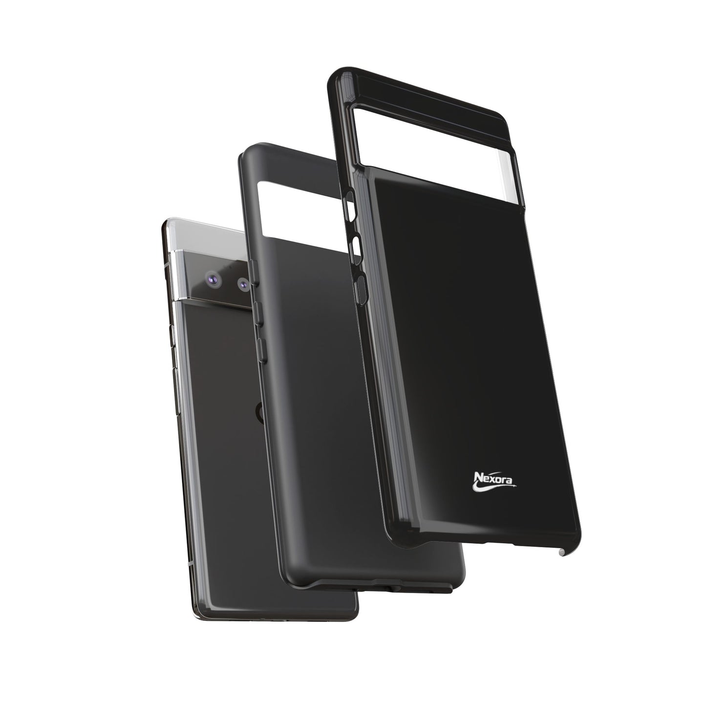Nexora Black Tough Phone Case – Protective Slim Armor with Logo