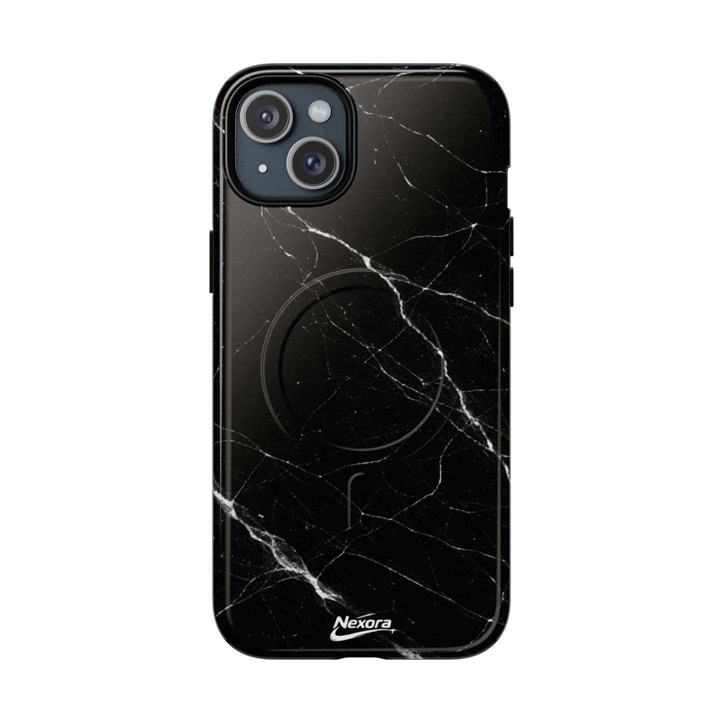 Nexora Magnetic Tough Phone Case - Black Marble Protective Cover