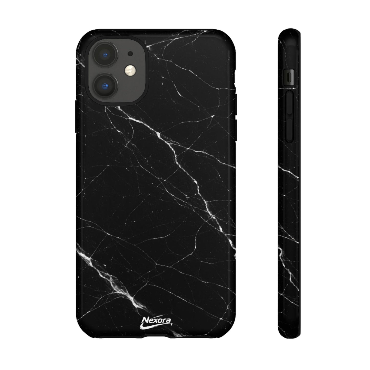 Nexora Black Marble Tough Phone Case — Slim Protective iPhone Cover