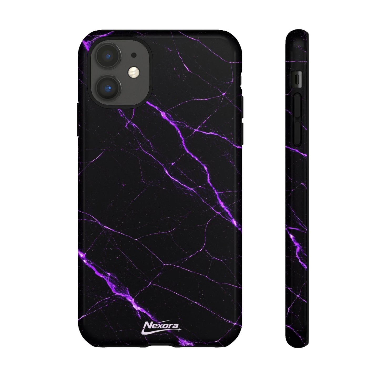 Nexora Purple Lightning Marble Phone Case — Tough Protective Phone Case