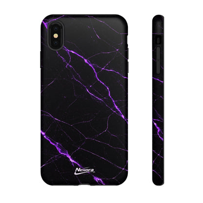 Nexora Purple Lightning Marble Phone Case — Tough Protective Phone Case