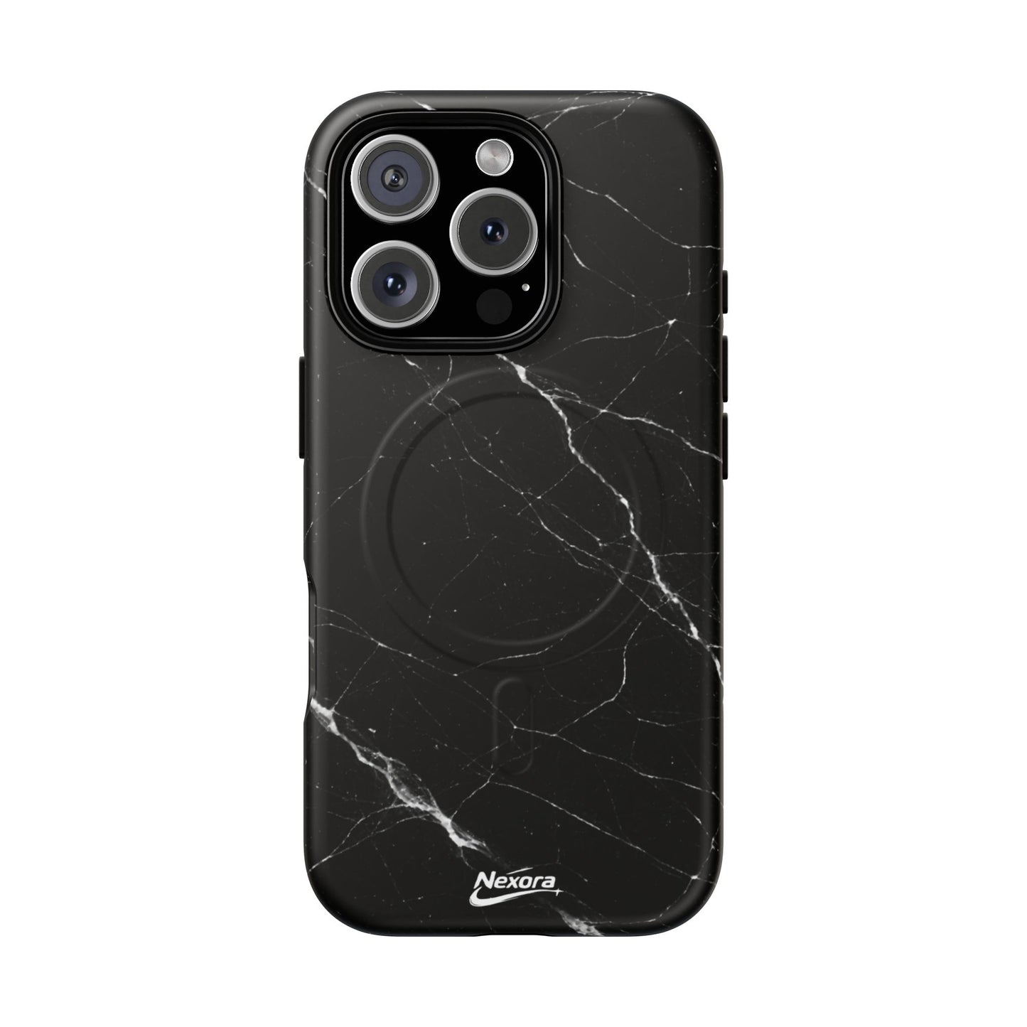 Nexora Magnetic Tough Phone Case - Black Marble Protective Cover
