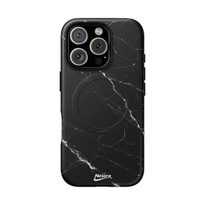 Nexora Magnetic Tough Phone Case - Black Marble Protective Cover
