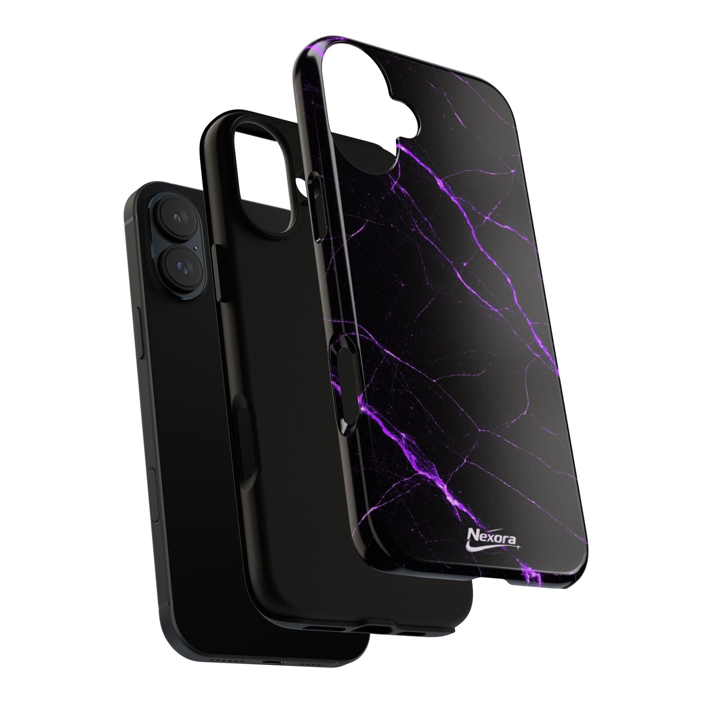Nexora Purple Lightning Marble Phone Case — Tough Protective Phone Case