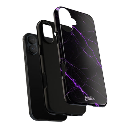 Nexora Purple Lightning Marble Phone Case — Tough Protective Phone Case