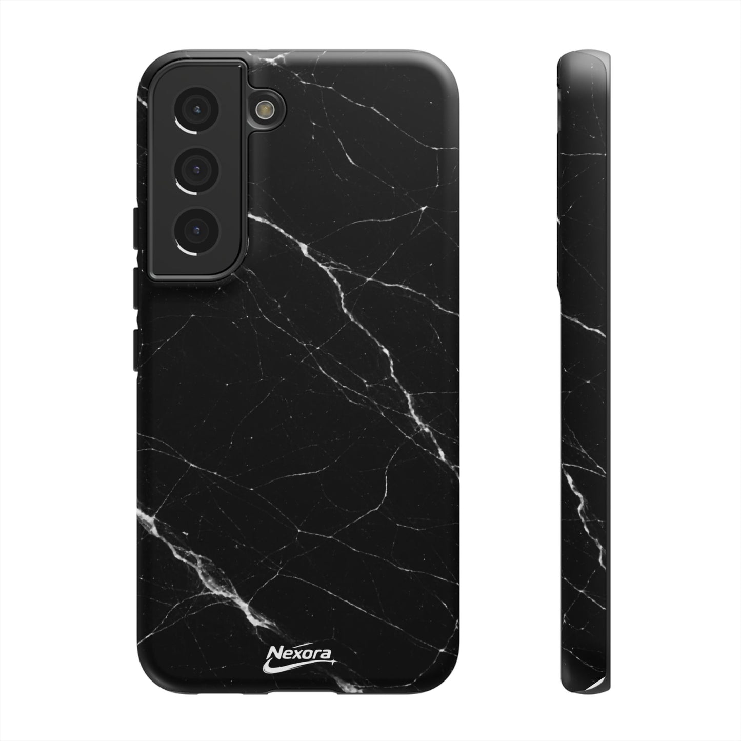 Nexora Black Marble Phone Case — Sleek Tough Protective Case with White Veining