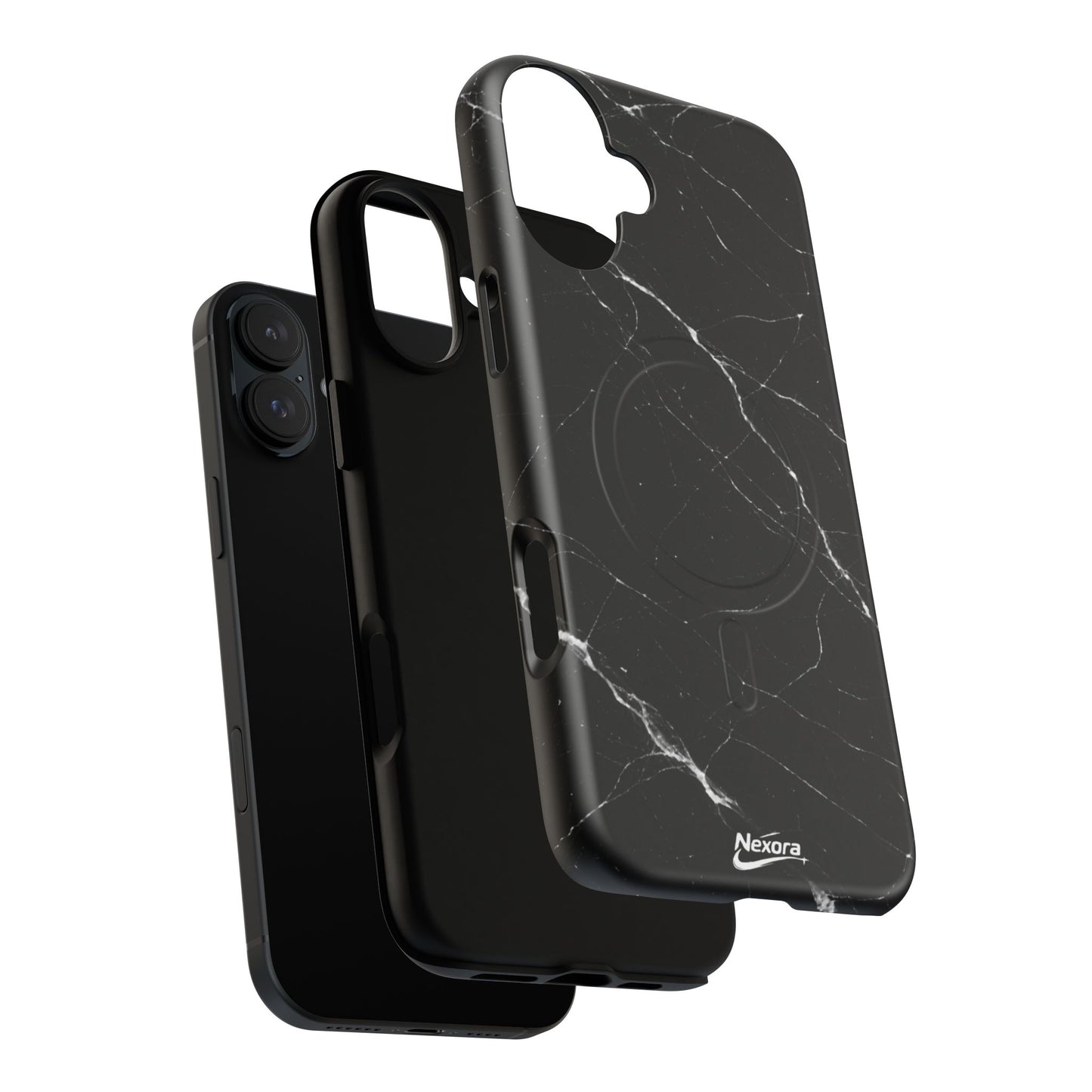 Nexora Magnetic Tough Phone Case - Black Marble Protective Cover