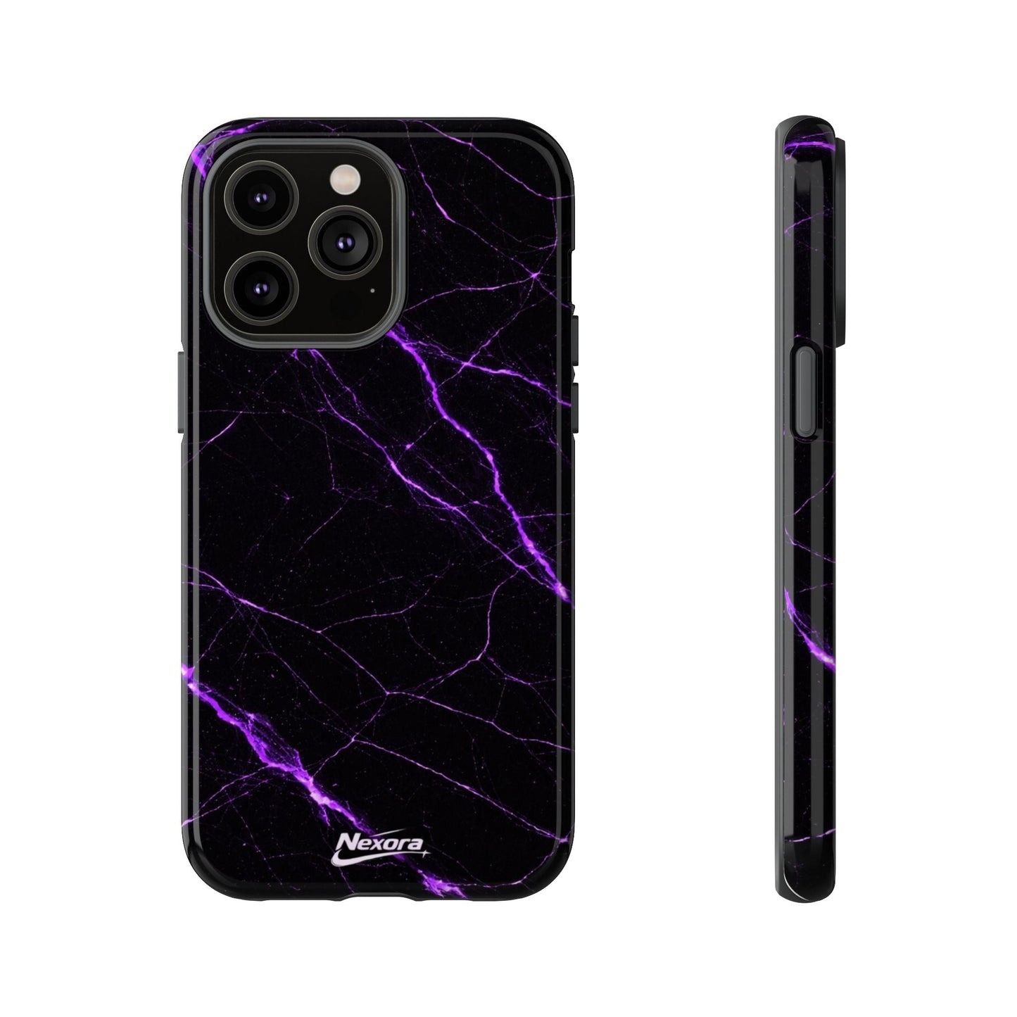 Nexora Purple Lightning Marble Phone Case — Tough Protective Phone Case