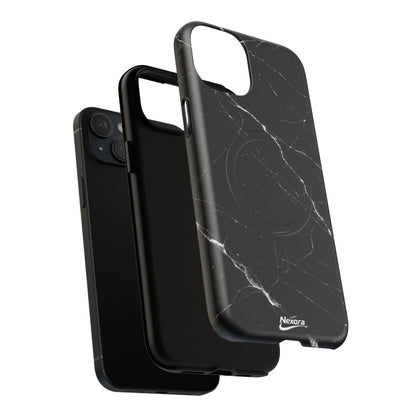 Nexora Magnetic Tough Phone Case - Black Marble Protective Cover