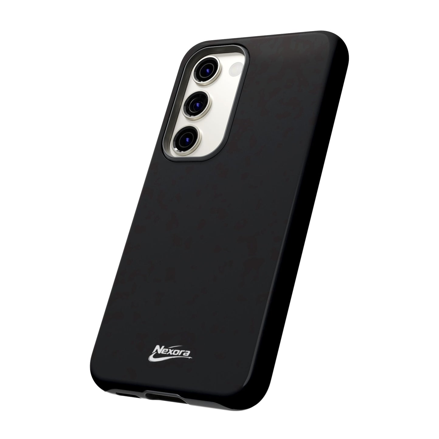 Nexora Black Tough Phone Case – Protective Slim Armor with Logo