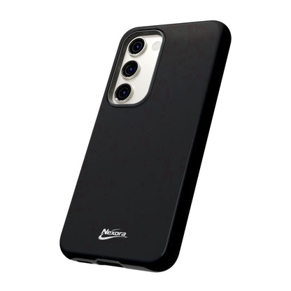 Nexora Black Tough Phone Case – Protective Slim Armor with Logo