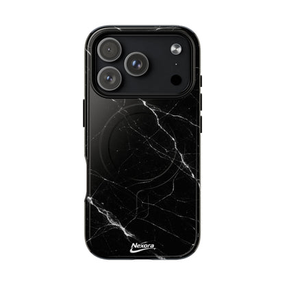 Nexora Magnetic Tough Phone Case - Black Marble Protective Cover