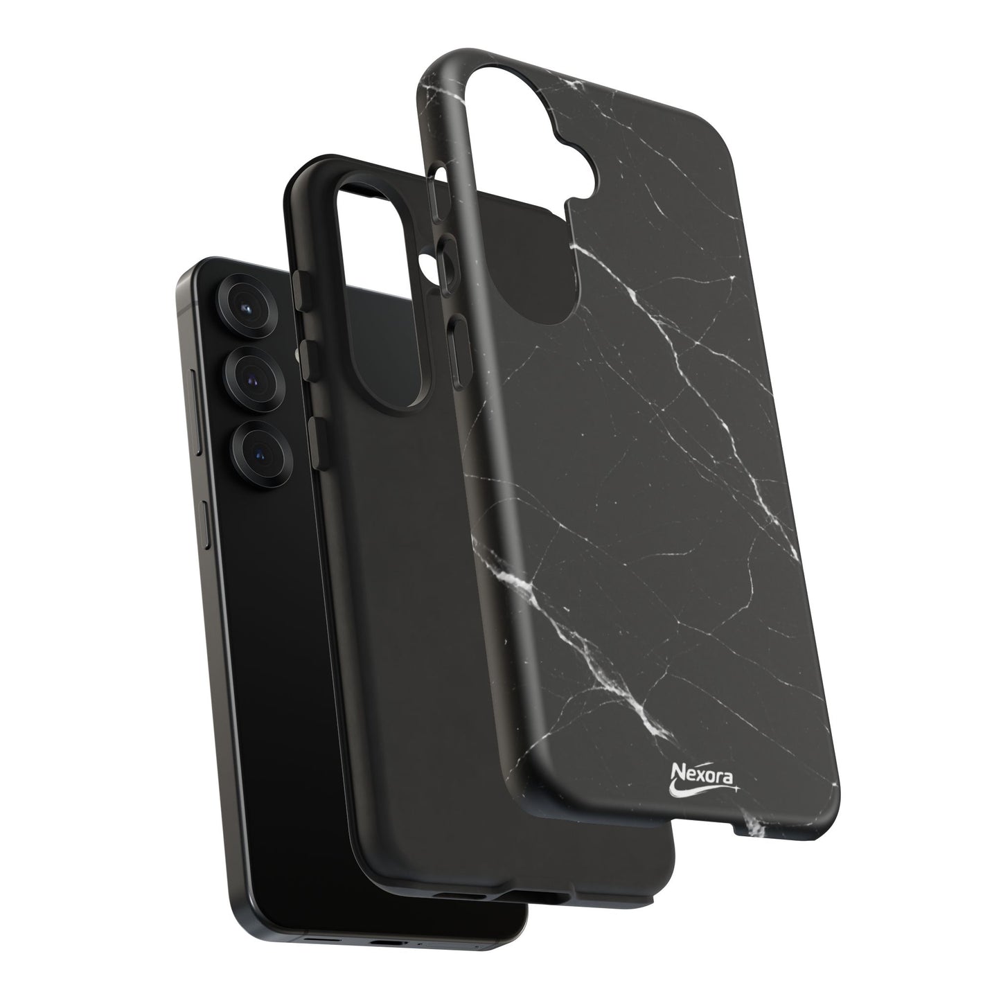 Nexora Black Marble Phone Case — Sleek Tough Protective Case with White Veining