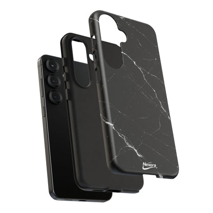 Nexora Black Marble Phone Case — Sleek Tough Protective Case with White Veining