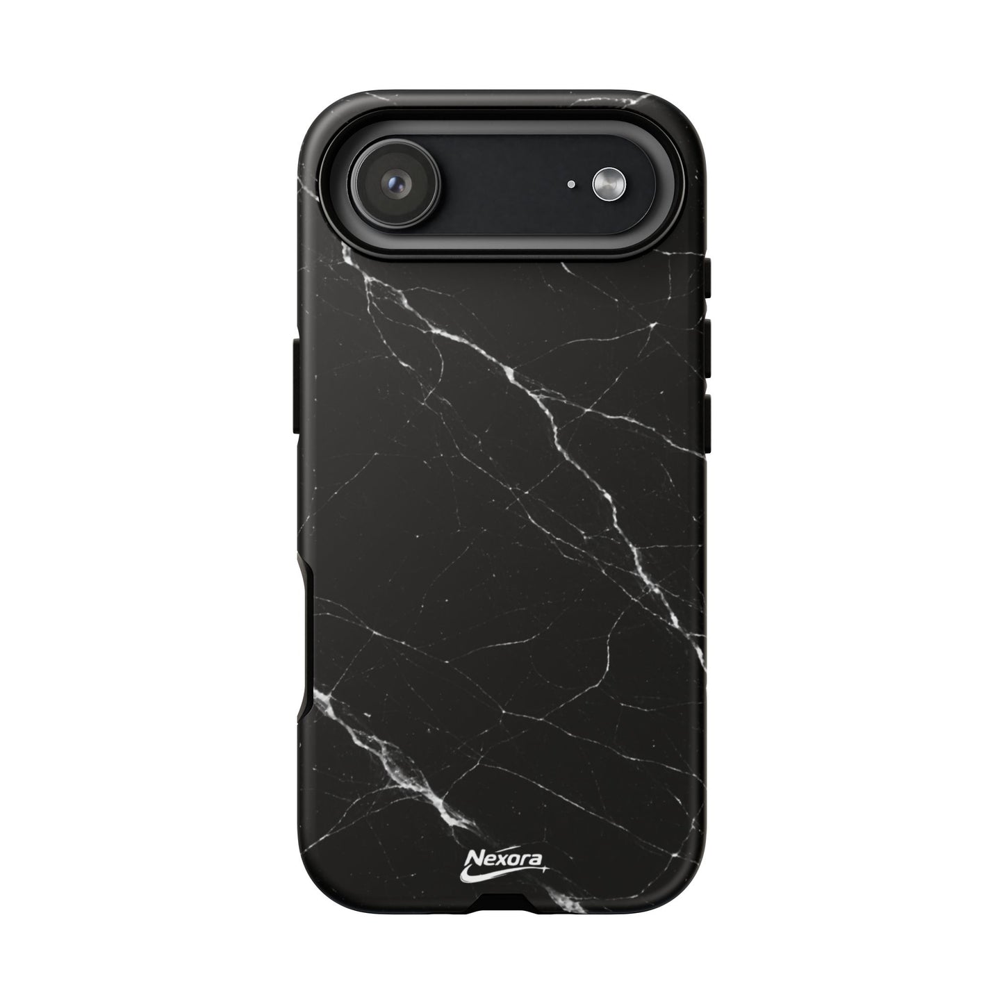 Nexora Black Marble Tough Phone Case — Slim Protective iPhone Cover