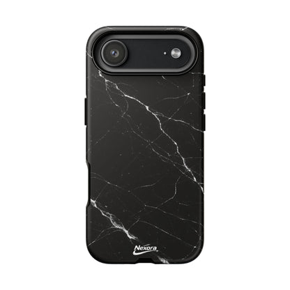 Nexora Black Marble Tough Phone Case — Slim Protective iPhone Cover