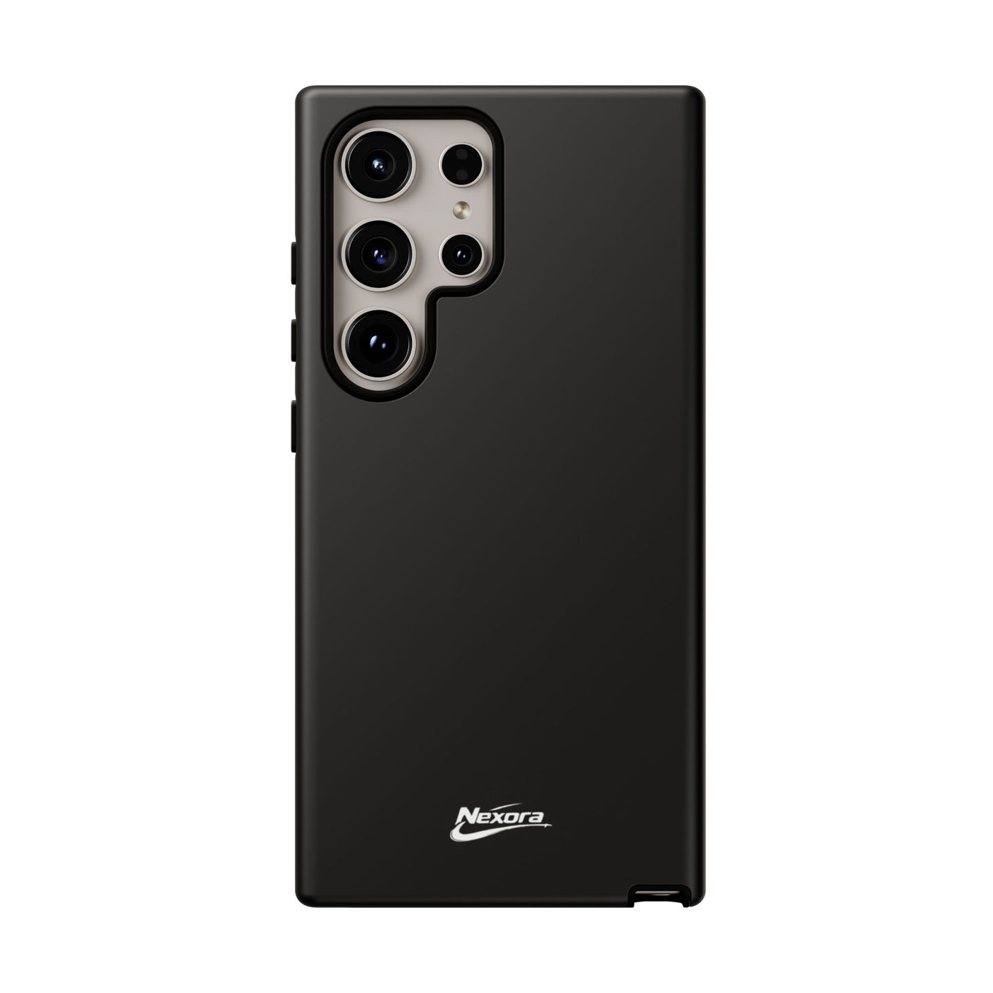 Nexora Black Tough Phone Case – Protective Slim Armor with Logo