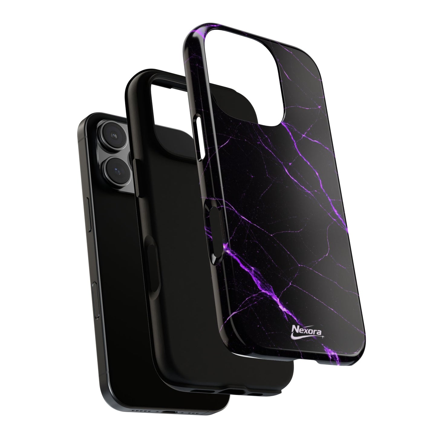 Nexora Purple Lightning Marble Phone Case — Tough Protective Phone Case