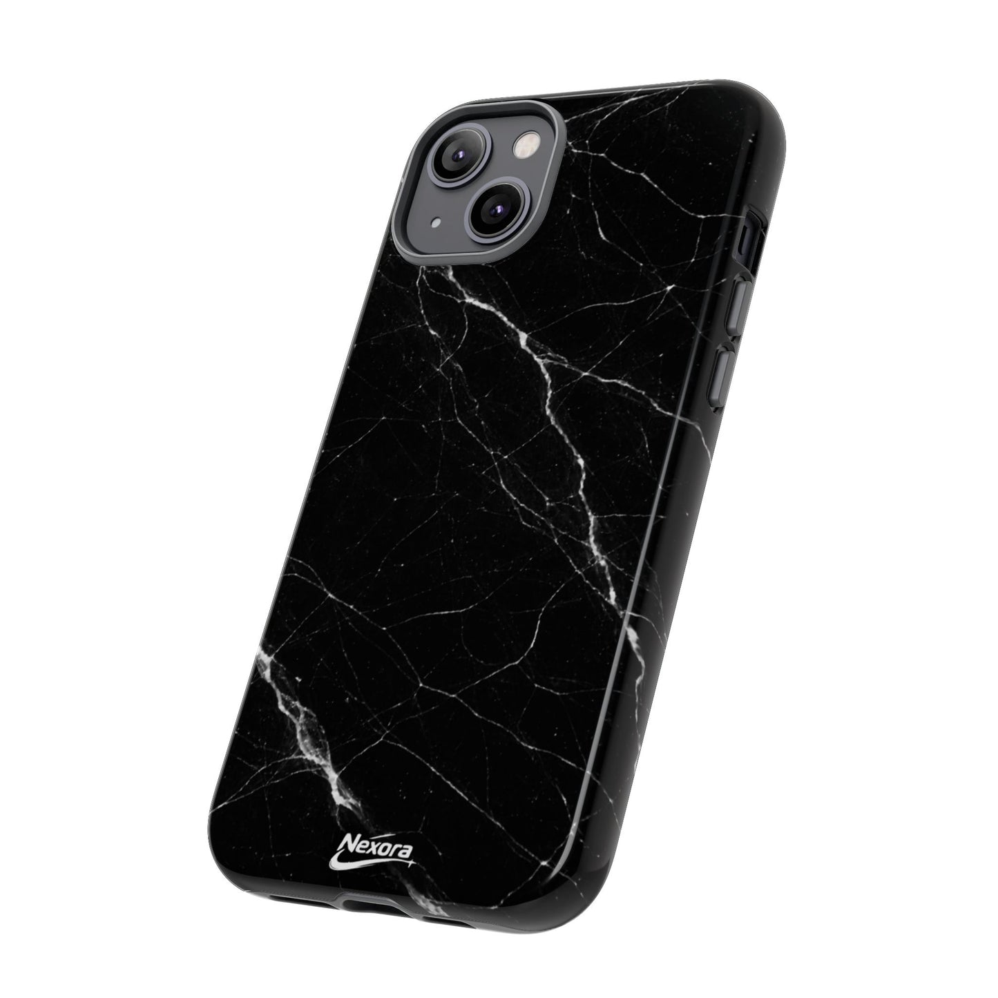 Nexora Black Marble Tough Phone Case — Slim Protective iPhone Cover