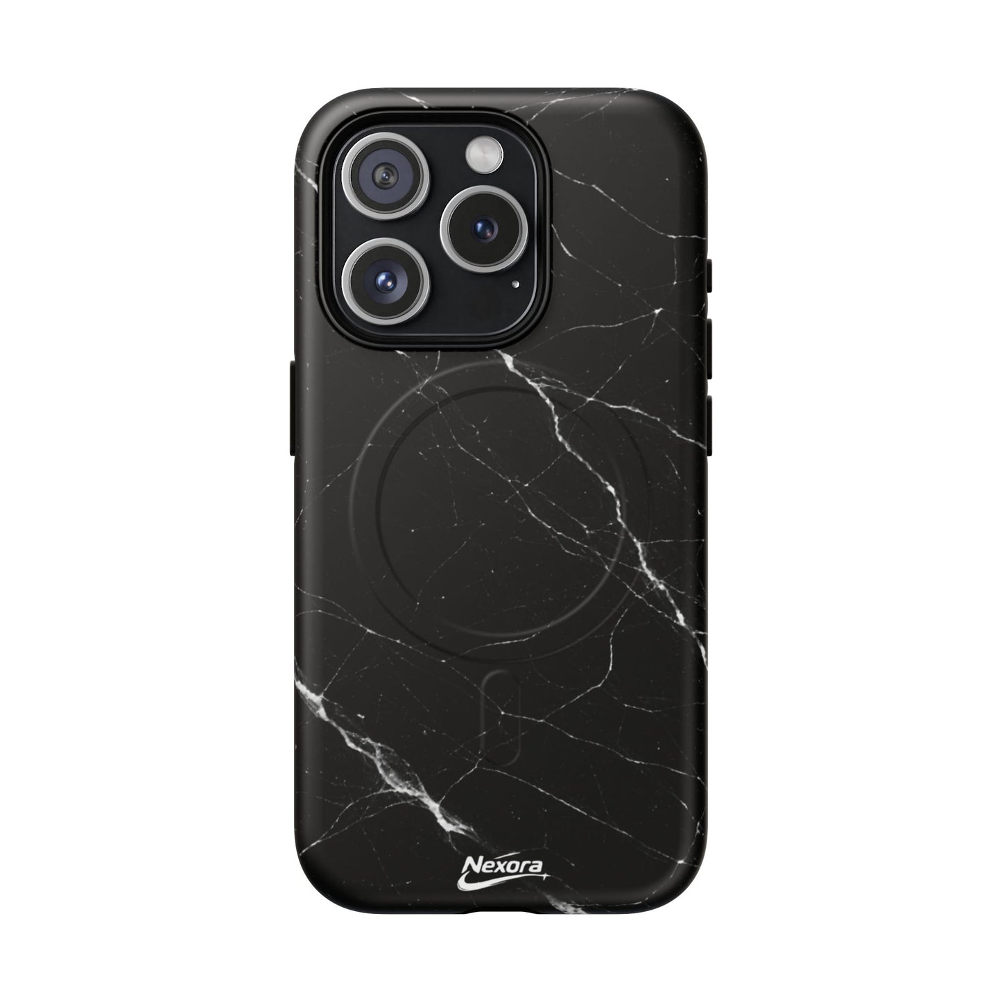 Nexora Magnetic Tough Phone Case - Black Marble Protective Cover
