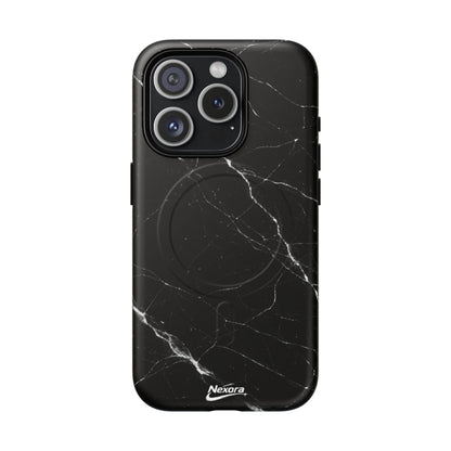 Nexora Magnetic Tough Phone Case - Black Marble Protective Cover