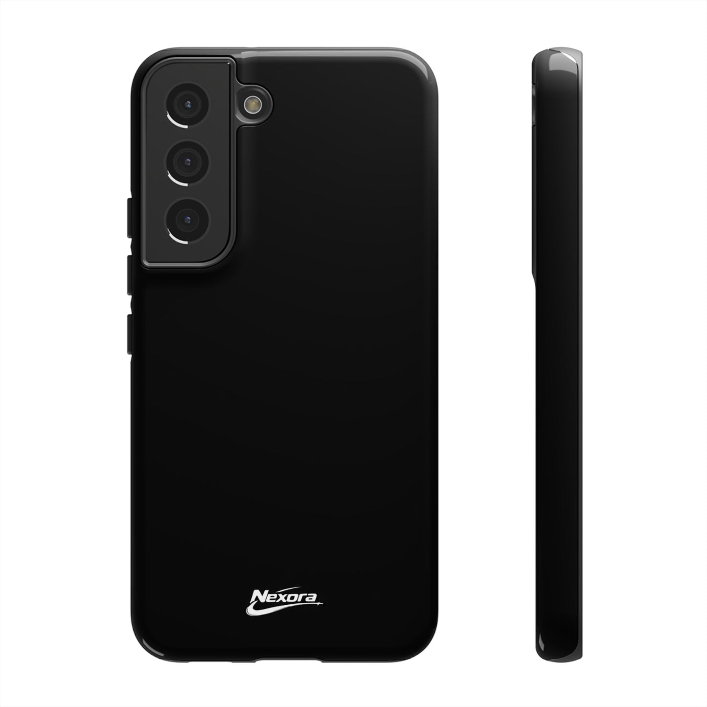 Nexora Black Tough Phone Case – Protective Slim Armor with Logo