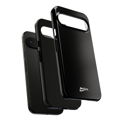 Nexora Black Tough Phone Case – Protective Slim Armor with Logo